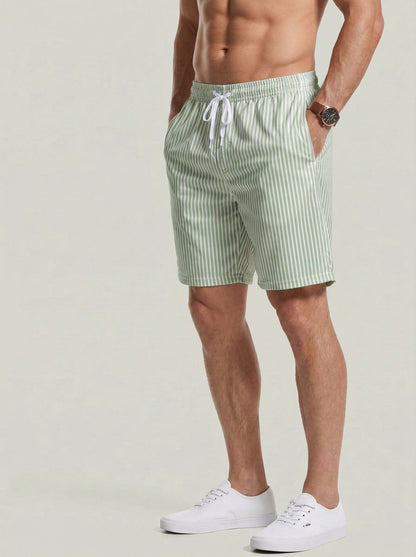 KZZ Men's Regular Fit Striped Print Shorts