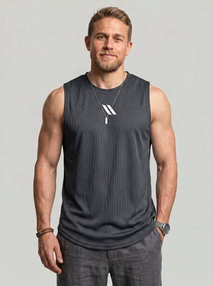 KZZ Men's Solid-Color Mesh Tank Top