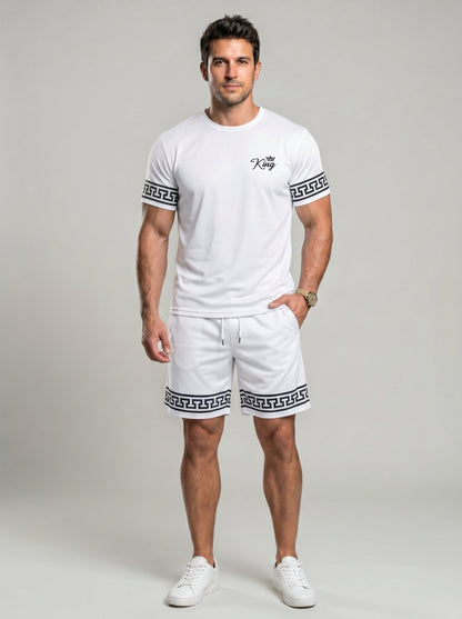 KZZ Men's Slim Fit Crew Neck Short-Sleeve and Shorts Suit