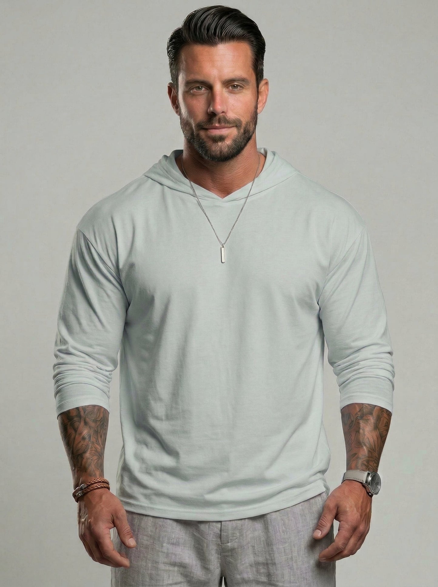 KZZ Hooded Drop-Cut Long Sleeve