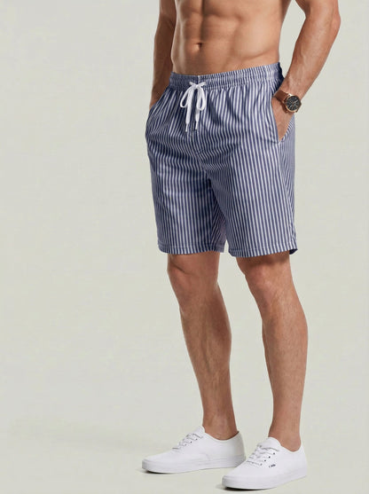 KZZ Men's Regular Fit Striped Print Shorts