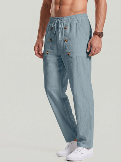 KZZ Men's Breathable Linen Drawstring-Waist Trousers