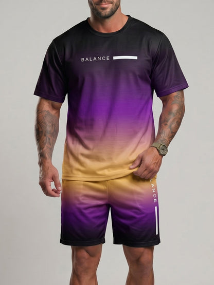 KZZ Gradient Short-Sleeve Top and Drawstring Shorts