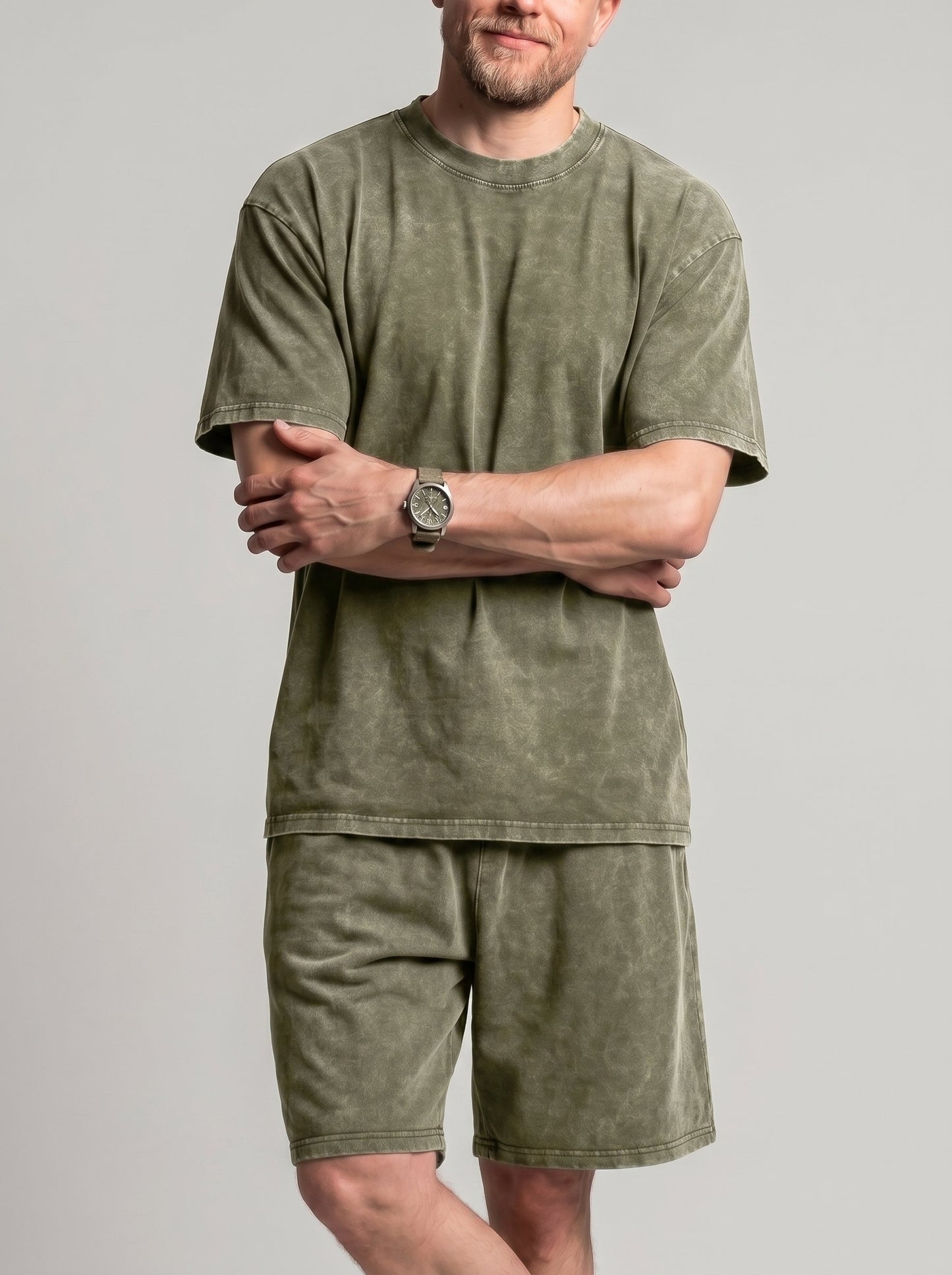 KZZ Distressed Loose-Fit T-Shirt and Drawstring Shorts