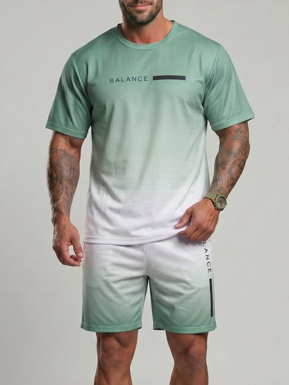 KZZ Gradient Short-Sleeve Top and Drawstring Shorts