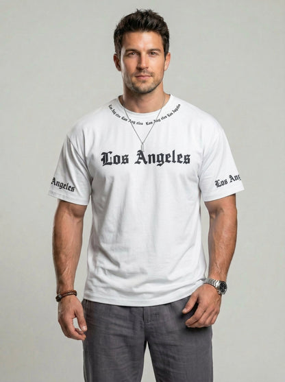 KZZ  Men's Crew-Neck T-Shirt with Letter Print