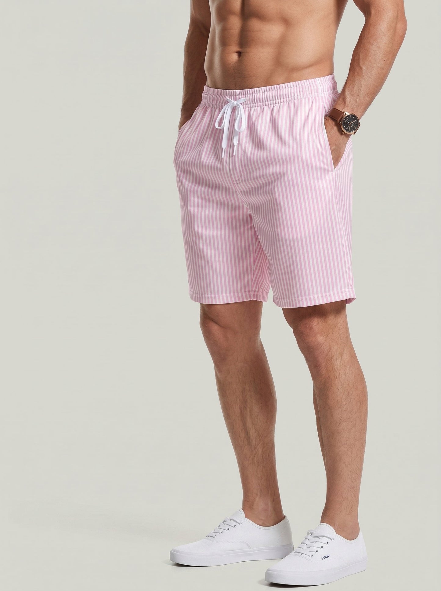 KZZ Men's Regular Fit Striped Print Shorts