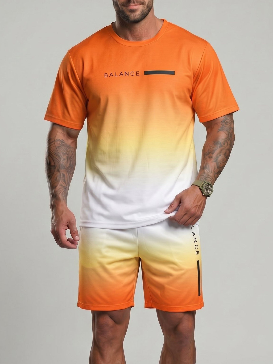 KZZ Gradient Short-Sleeve Top and Drawstring Shorts