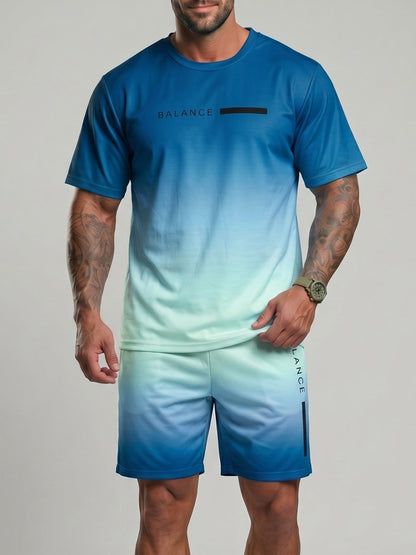 KZZ Gradient Short-Sleeve Top and Drawstring Shorts