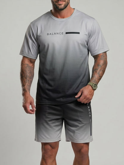 KZZ Gradient Short-Sleeve Top and Drawstring Shorts