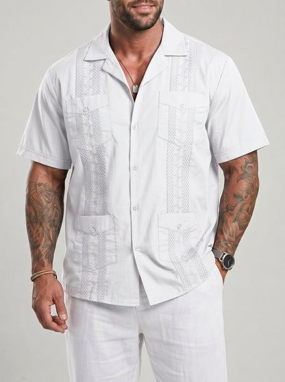 KZZ Men's Short-Sleeve Collared Shirt