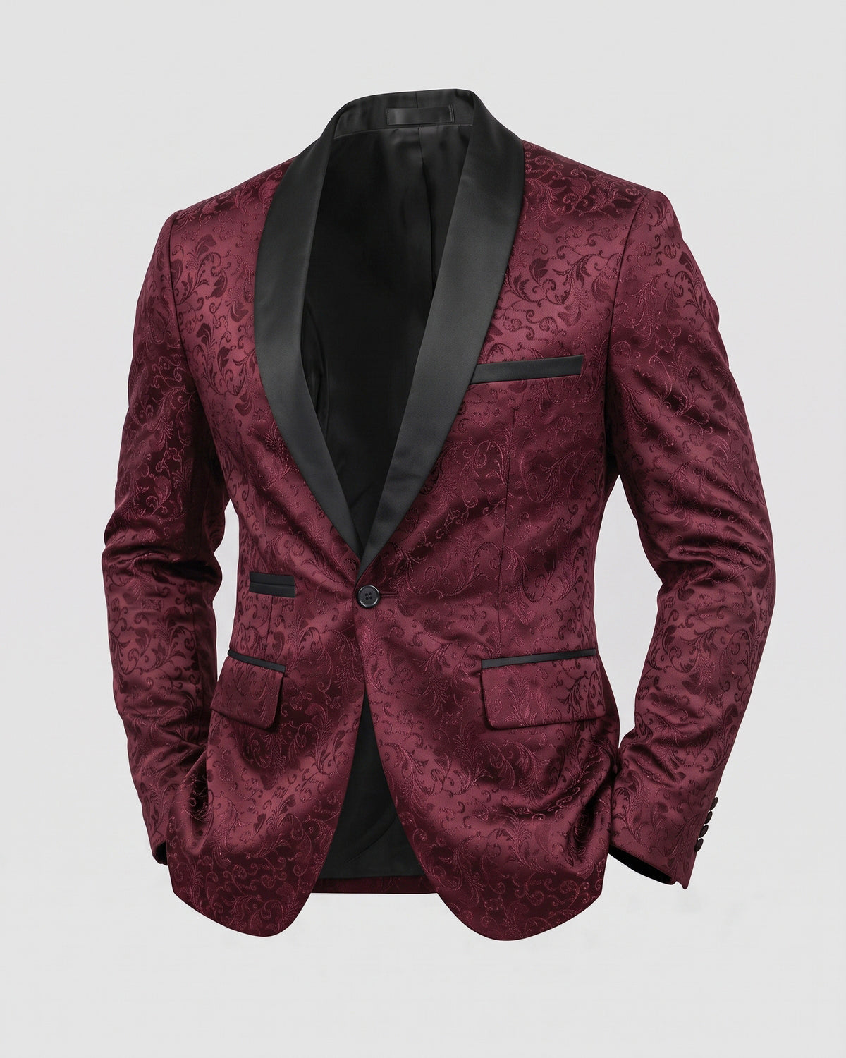 KZZ Men's Slim Fit Printed Suit Jacket