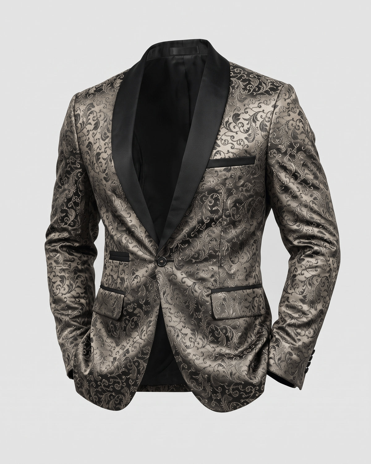 KZZ Men's Slim Fit Printed Suit Jacket
