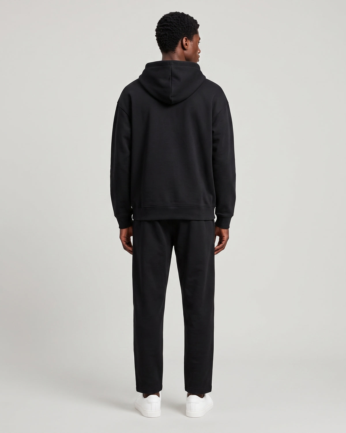 KZZ Men's solid color half zipper hooded casual pants two-piece set