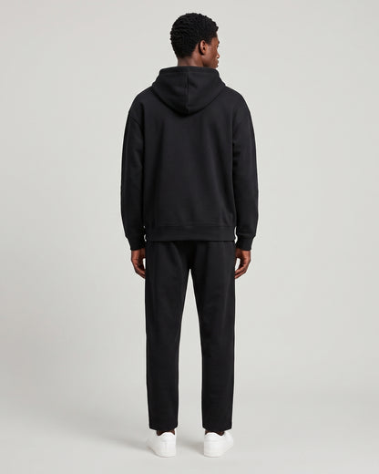 KZZ Men's solid color half zipper hooded casual pants two-piece set