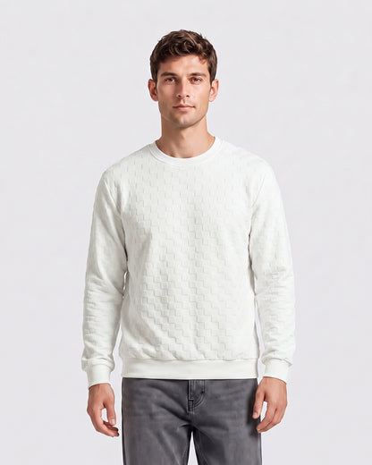 KZZ Men's Textured Check Knit Sweatshirt