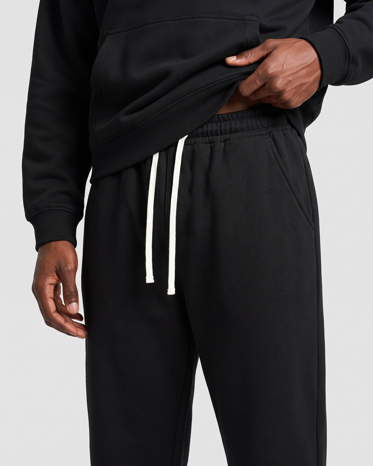 KZZ Men's solid color half zipper hooded casual pants two-piece set