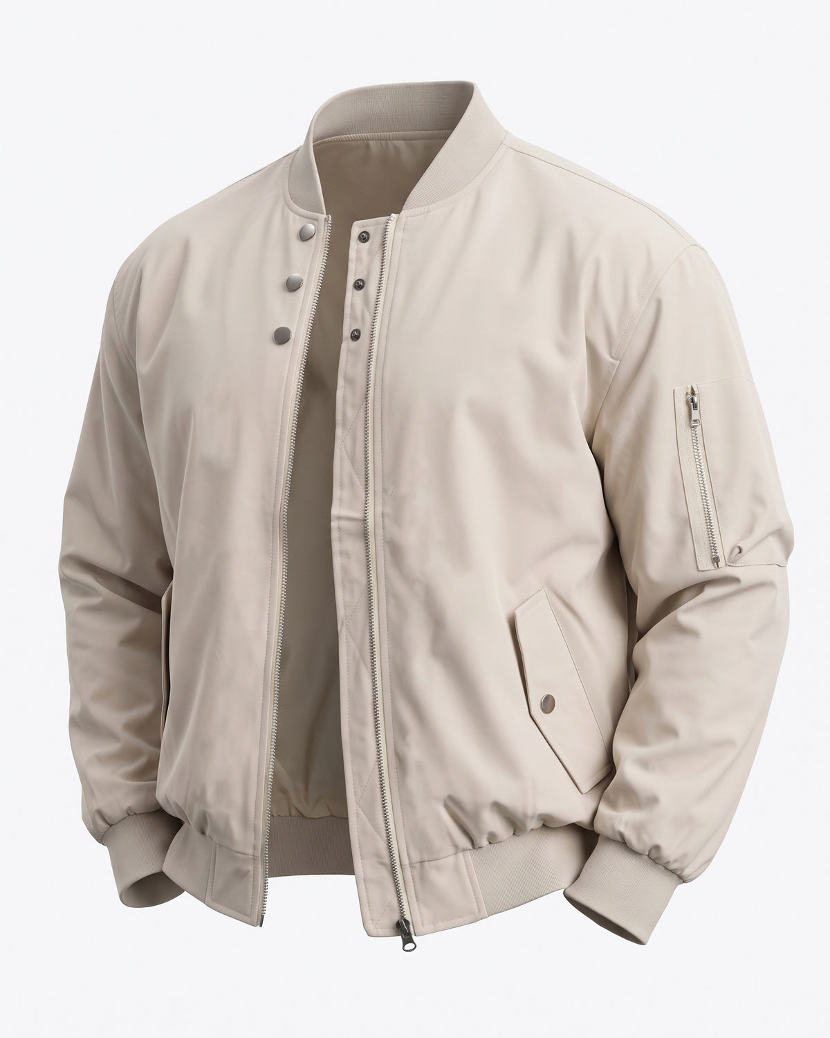 KZZ Men's solid color stand-up collar bomber jacket