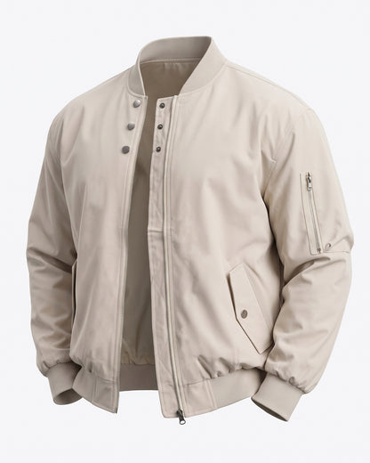 KZZ Men's solid color stand-up collar bomber jacket