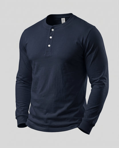 KZZ Men's casual layered top with multiple buttons on the front