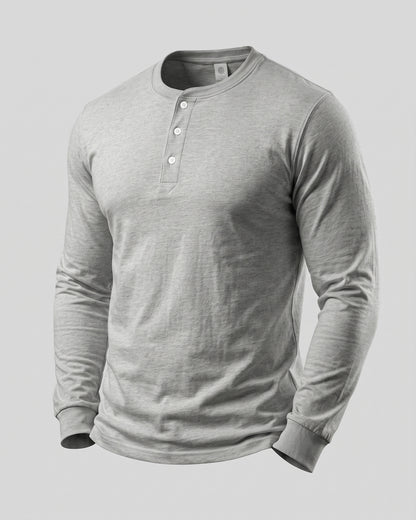 KZZ Men's casual layered top with multiple buttons on the front