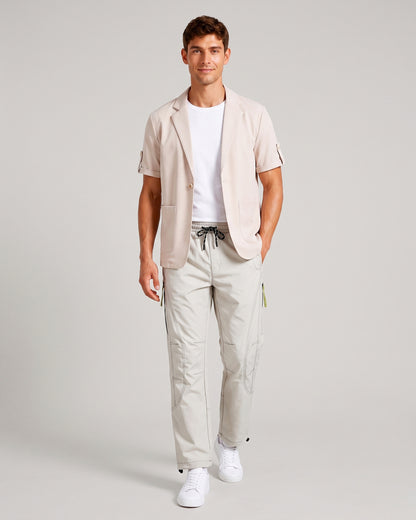 KZZ Men's Short-Sleeve Suit Jacket for Summer