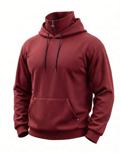KZZ Men's Long-Sleeve Short-Sleeve Hooded Sweatshirt