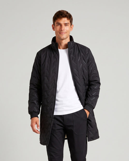 KZZ Casual solid-color long-sleeve zip-up outerwear with a stand collar for winter