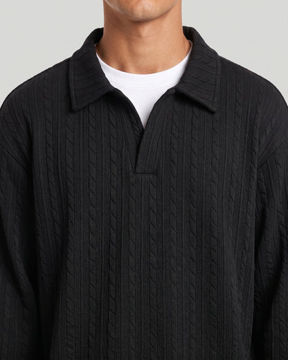 KZZ Men's Casual Sports Suit Jacquard Texture Long Sleeve Sweatshirt Set
