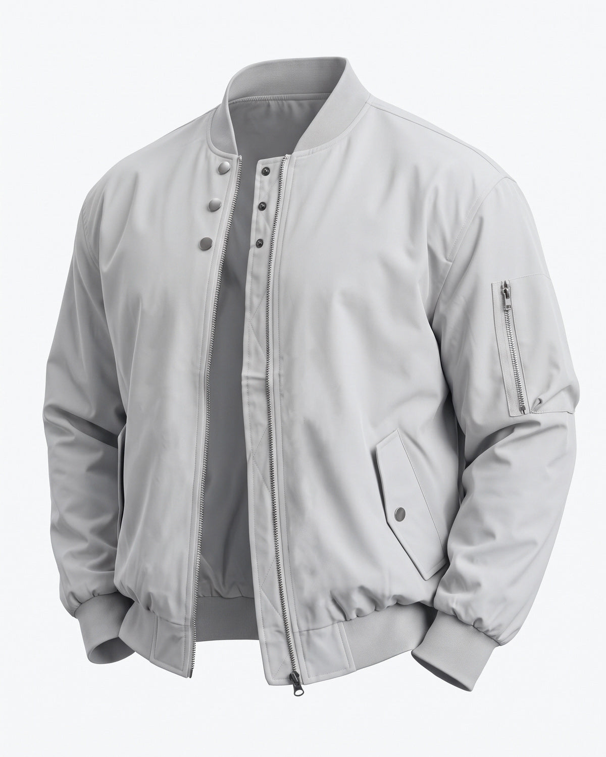 KZZ Men's solid color stand-up collar bomber jacket