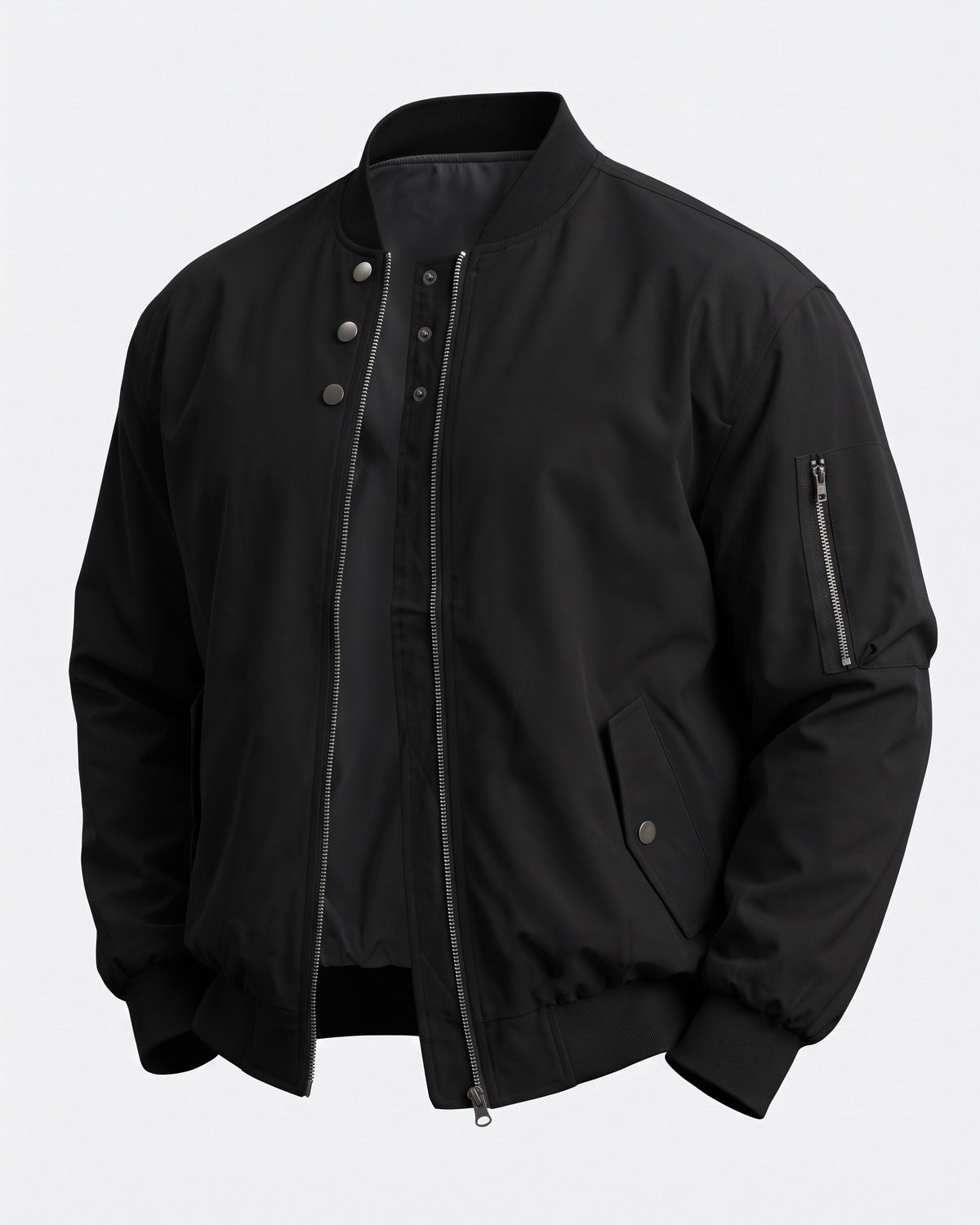 KZZ Men's solid color stand-up collar bomber jacket