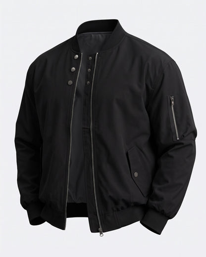 KZZ Men's solid color stand-up collar bomber jacket