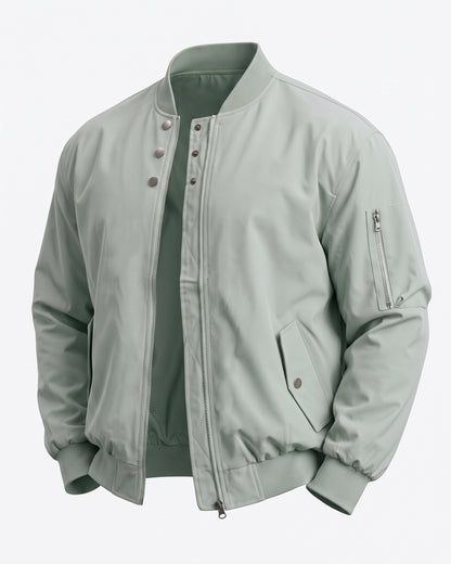 KZZ Men's solid color stand-up collar bomber jacket