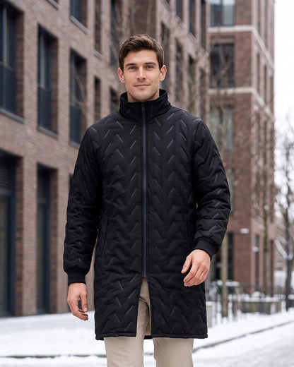 KZZ Casual solid-color long-sleeve zip-up outerwear with a stand collar for winter