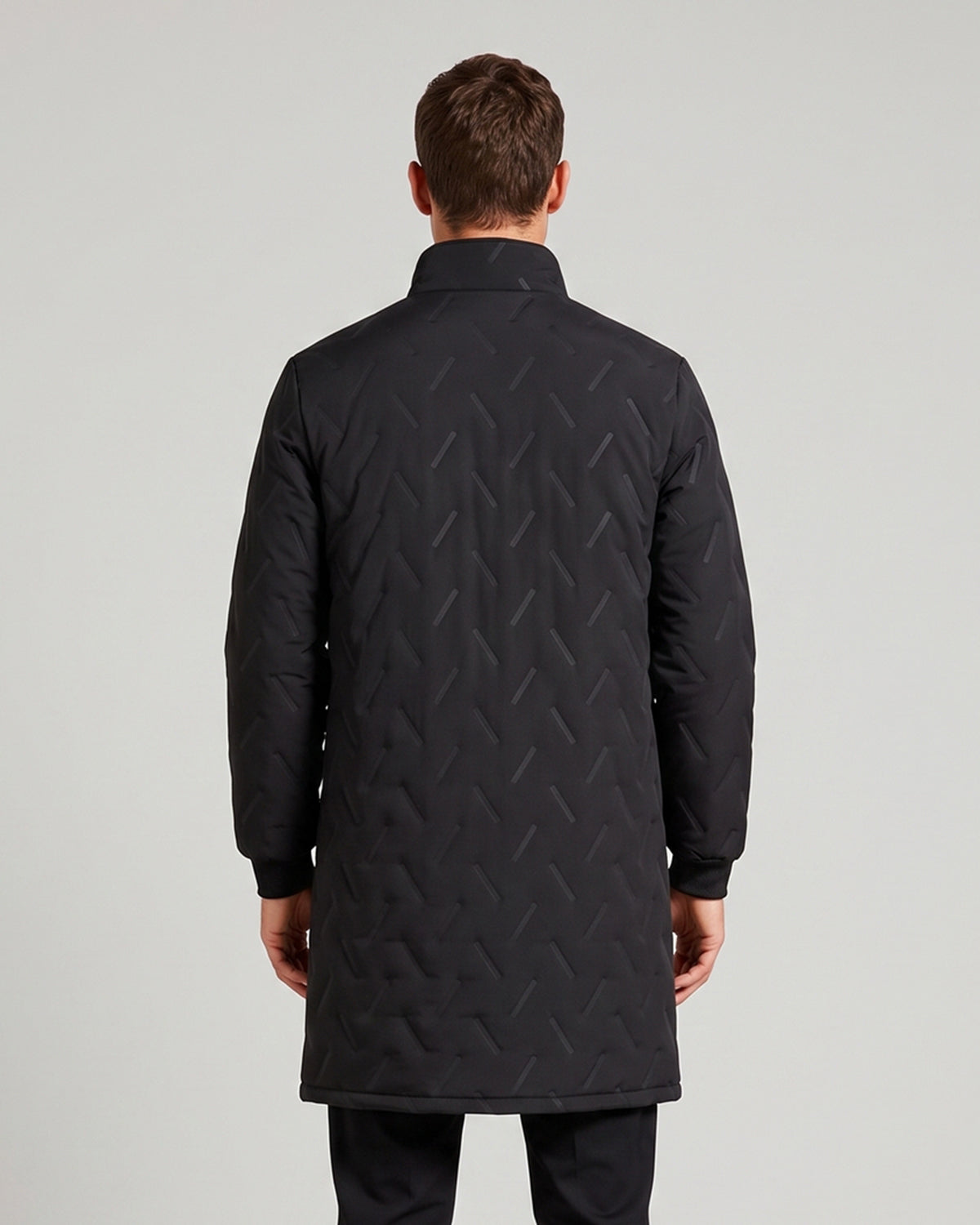 KZZ Casual solid-color long-sleeve zip-up outerwear with a stand collar for winter
