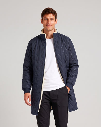 KZZ Casual solid-color long-sleeve zip-up outerwear with a stand collar for winter