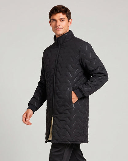 KZZ Casual solid-color long-sleeve zip-up outerwear with a stand collar for winter