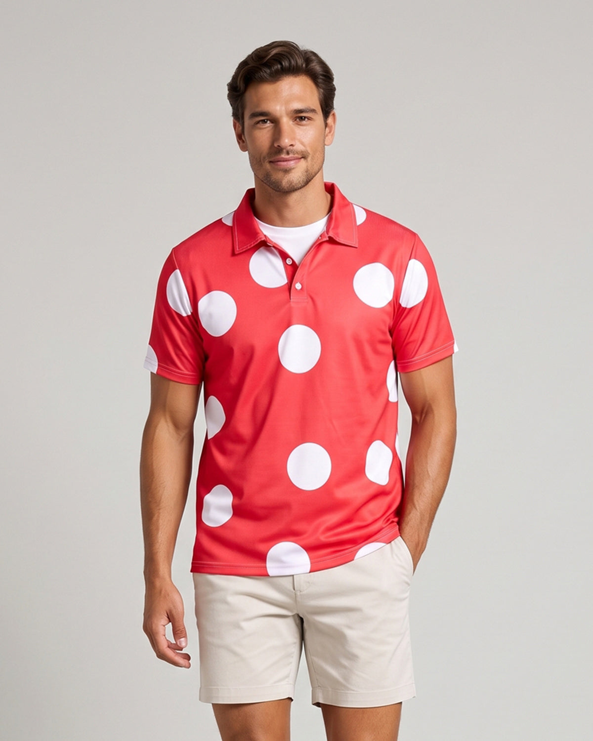 KZZ Men's Polka-Dot Polo Shirt