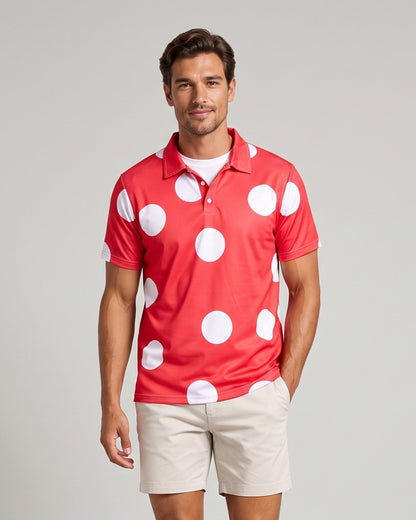 KZZ Men's Polka-Dot Polo Shirt