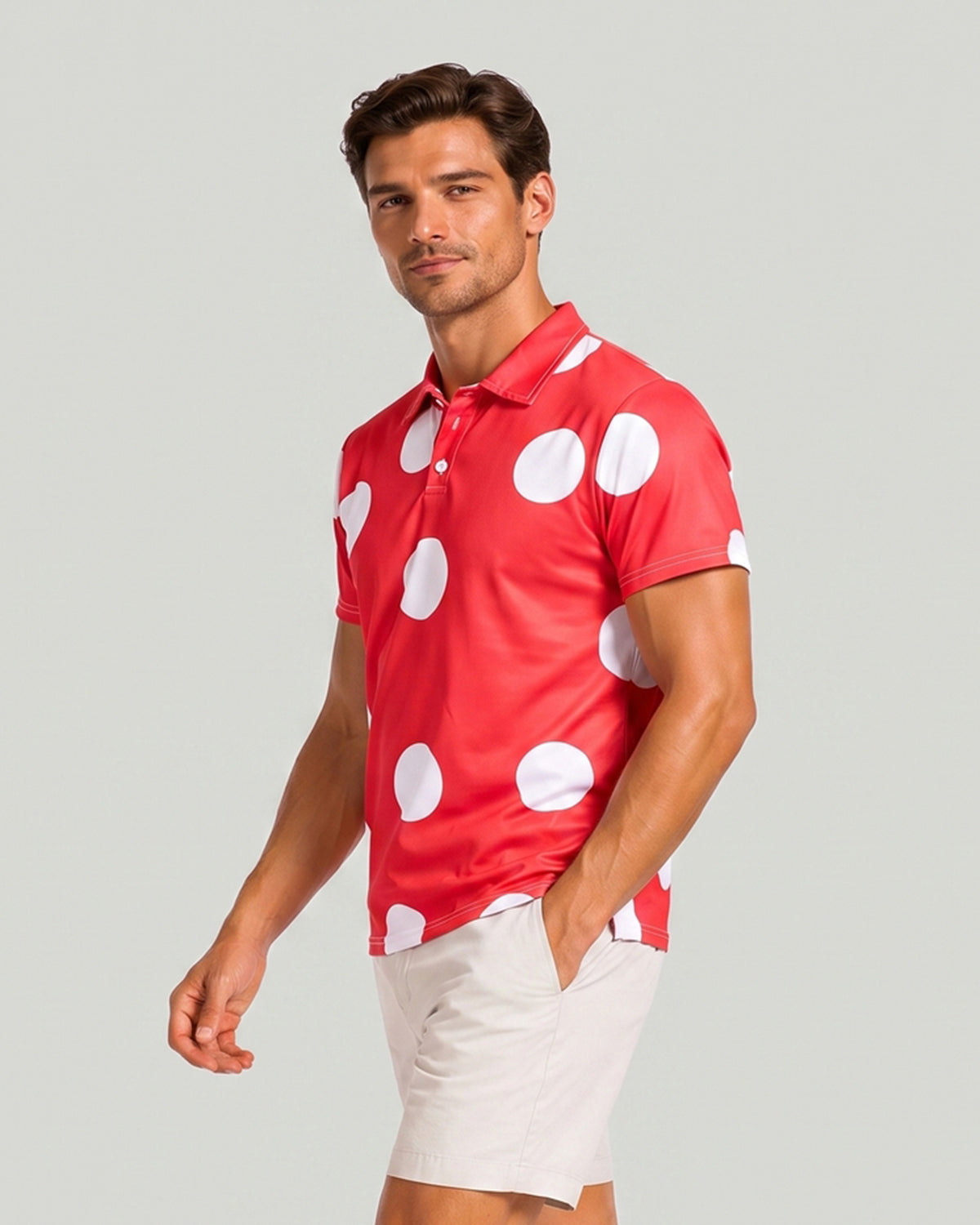 KZZ Men's Polka-Dot Polo Shirt