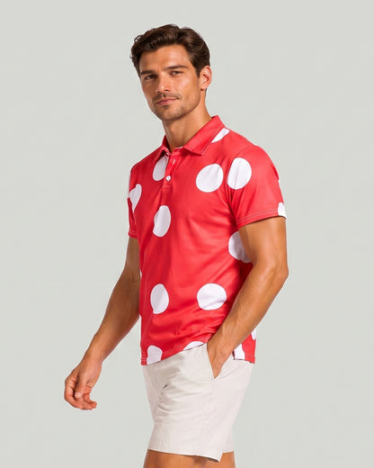 KZZ Men's Polka-Dot Polo Shirt