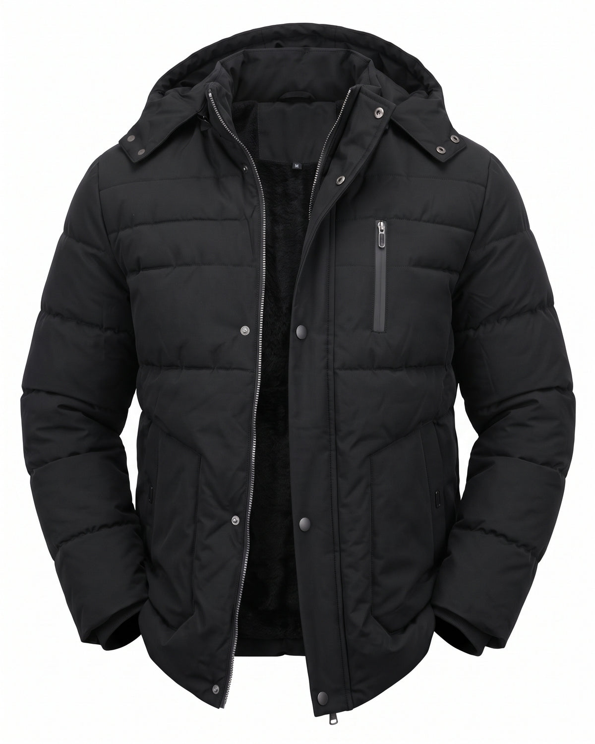 KZZ Men's mid-length hooded down jacket with simple design