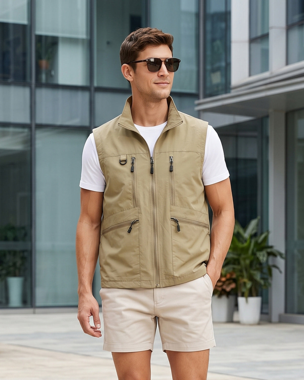 KZZ Men's multi-pocket vest