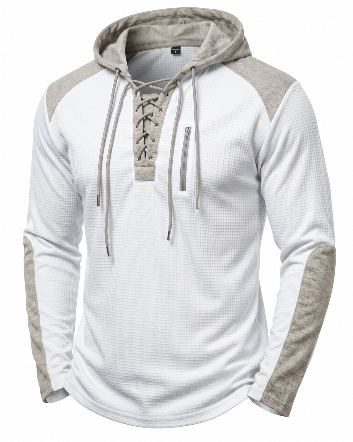KZZ Men's color-blocked drawstring hooded sweatshirt