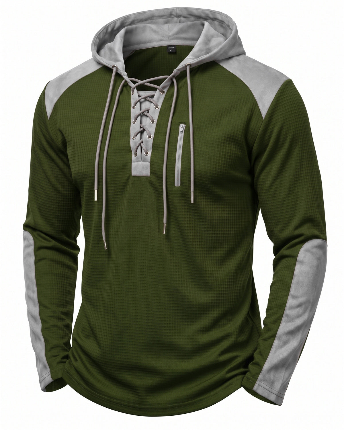 KZZ Men's color-blocked drawstring hooded sweatshirt