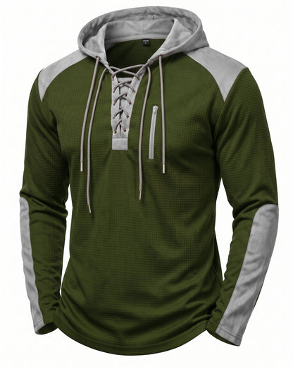 KZZ Men's color-blocked drawstring hooded sweatshirt