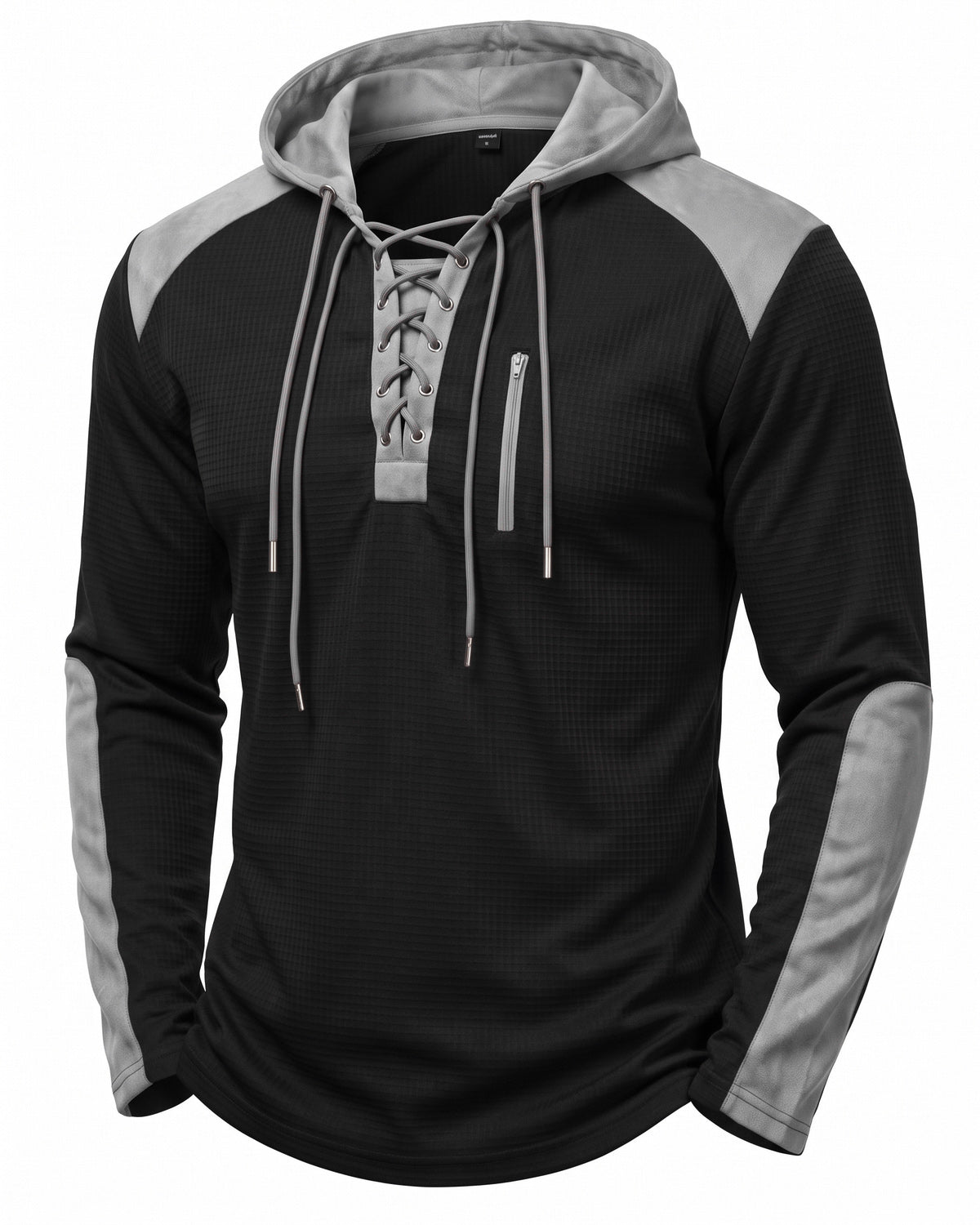 KZZ Men's color-blocked drawstring hooded sweatshirt