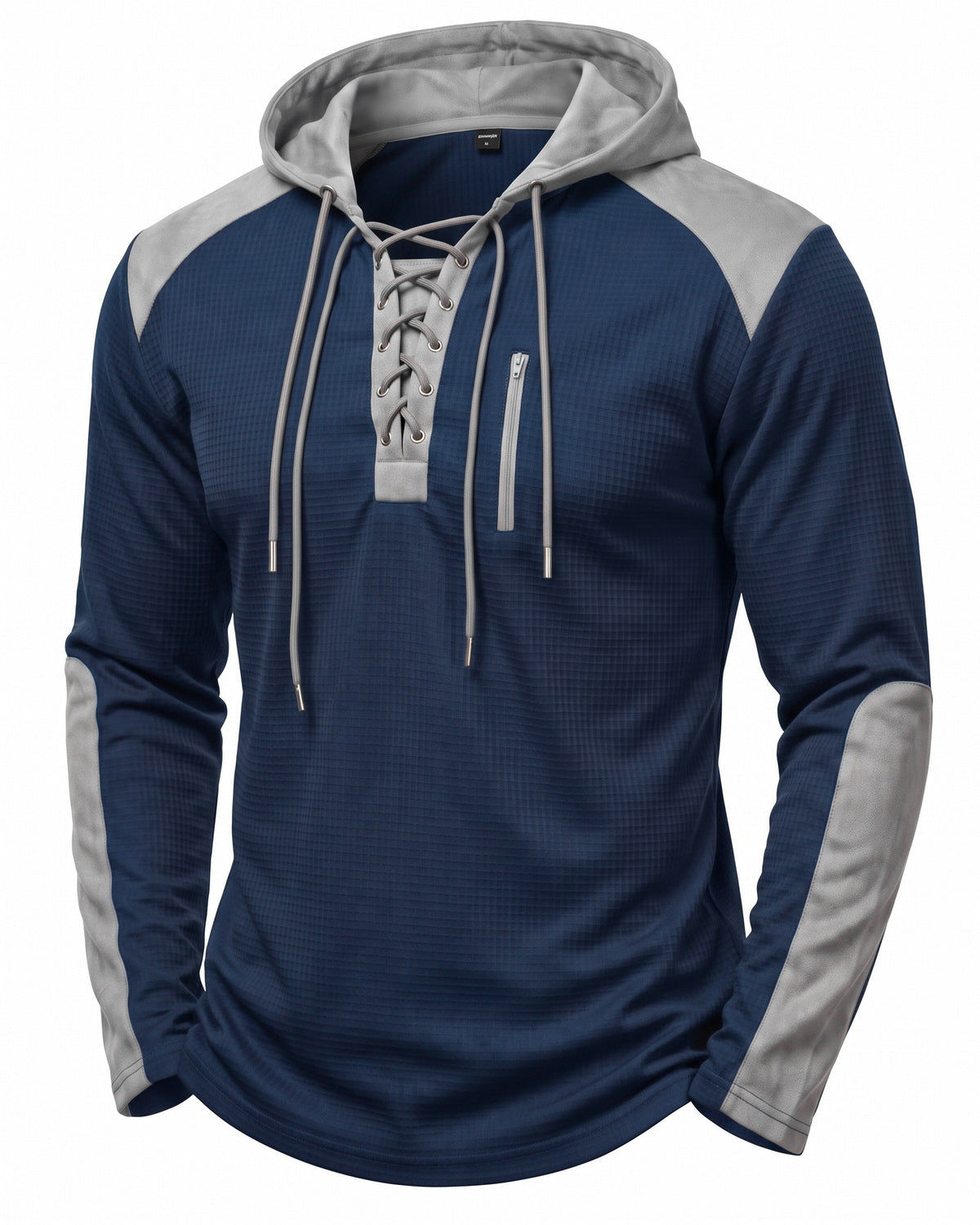 KZZ Men's color-blocked drawstring hooded sweatshirt