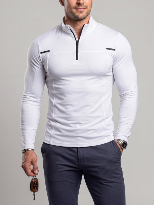 KZZ Men's Half-Zip Long-Sleeve Compression Shirt