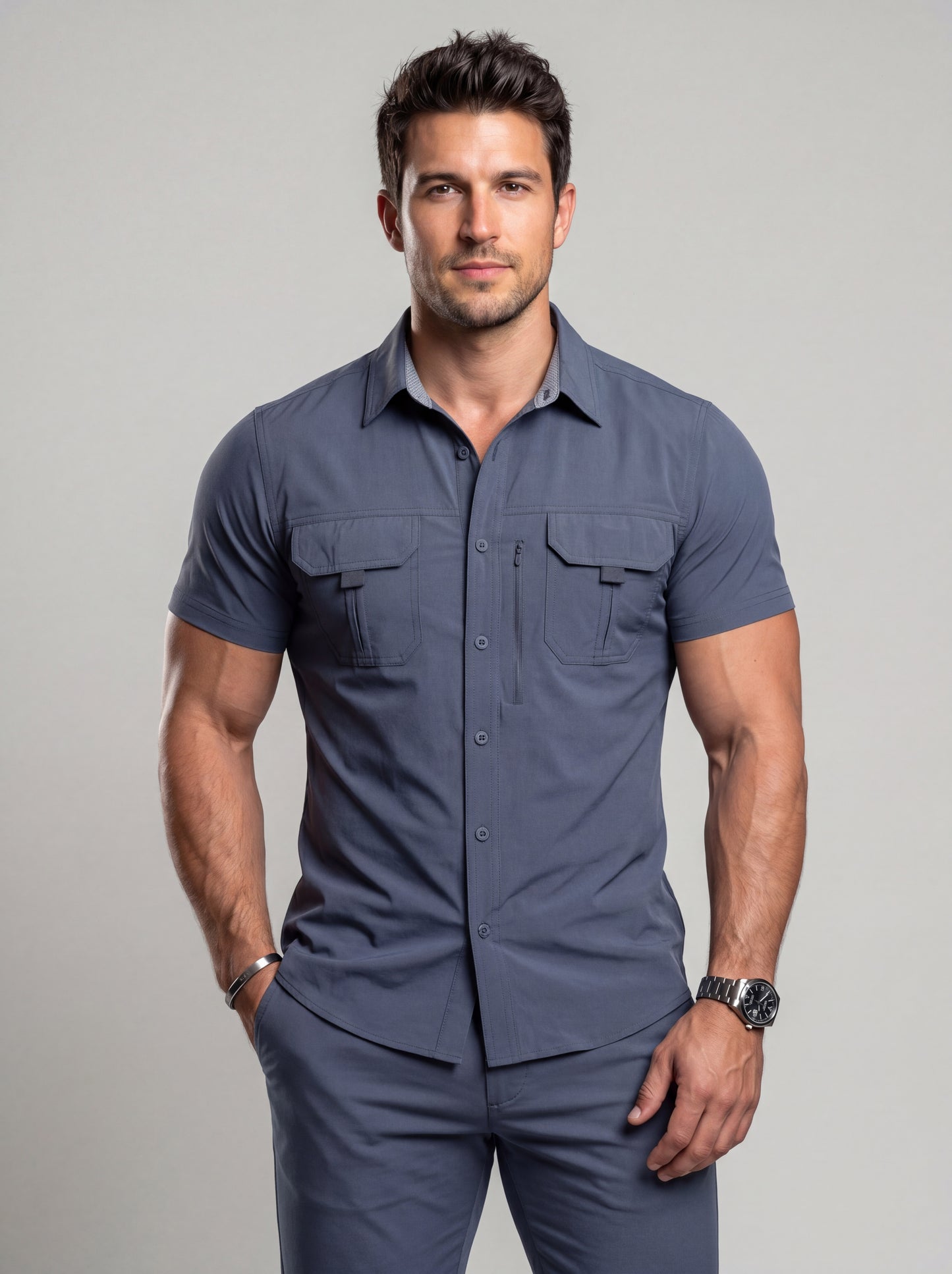 KZZ Men's Plus-Size Casual Shirt